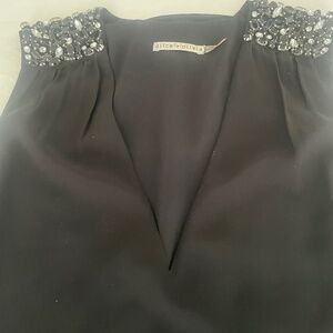 Alex &Olivia Embellished Black " V neck " Top